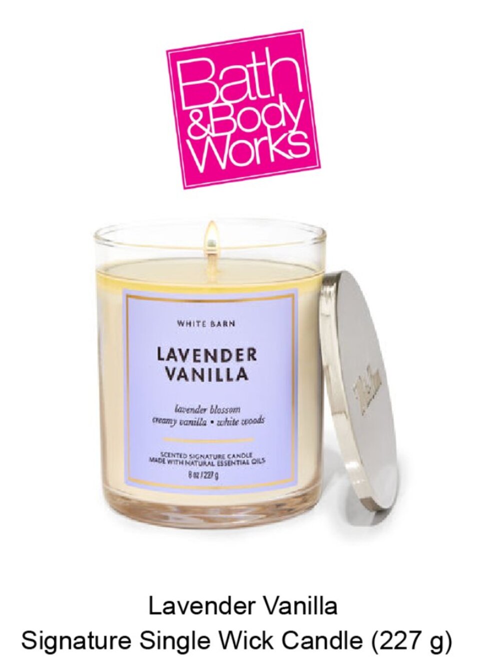 White Barn Lavender Vanilla Candle (8 oz.) - NIB - Picture 2 of 5